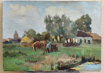 Paysage. Peinture à l'huile sur toile. 50cm x 70cm., Enlèvement ou Envoi