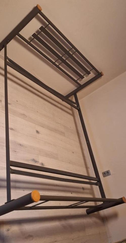 Antraciet tweepersoonsbed - hout zonder boxspring 1, 60 m, Huis en Inrichting, Slaapkamer | Bedden, Zo goed als nieuw, Tweepersoons