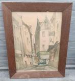 aquarelle ruelle signe Amédée lynen, Antiek en Kunst, Ophalen of Verzenden