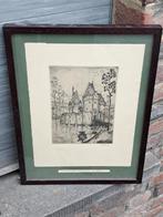 gravure le vieux chateau restaure de beersel de jehan frison, Ophalen of Verzenden