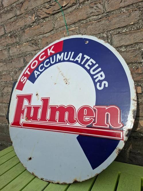 Zeldzaam dubbelzijdig emaillebord Fulmen, Verzamelen, Merken en Reclamevoorwerpen, Zo goed als nieuw, Reclamebord, Ophalen of Verzenden