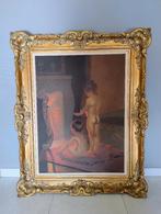 Schilderij kinderen aan haardvuur, Enlèvement