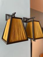Wand lampen brons Judeco set/2. Met zijde kappen., Ophalen, Nieuw