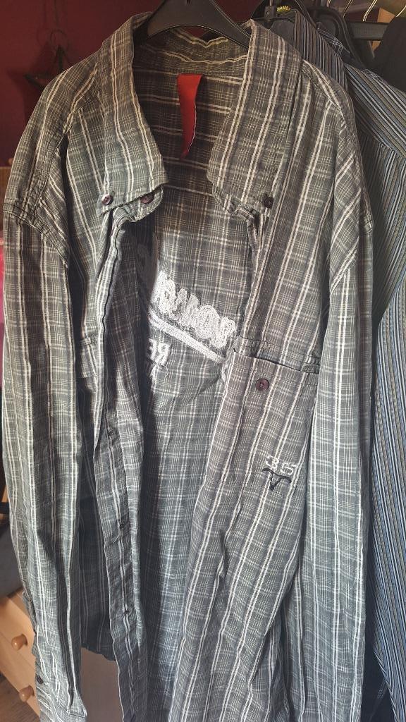 set van 3 Herenhemden , in goede staat, ook apart, Kleding | Heren, Overhemden, Gedragen, Halswijdte 39/40 (M), Blauw, Ophalen of Verzenden