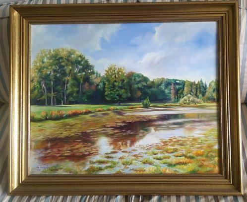 Parklandschap met watertje - Guido de Hoog (Wilrijk - 1954), Antiek en Kunst, Kunst | Schilderijen | Klassiek, Ophalen of Verzenden