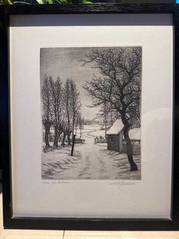 Ets van Emiel De Cooman, Antiek en Kunst, Kunst | Etsen en Gravures, Ophalen