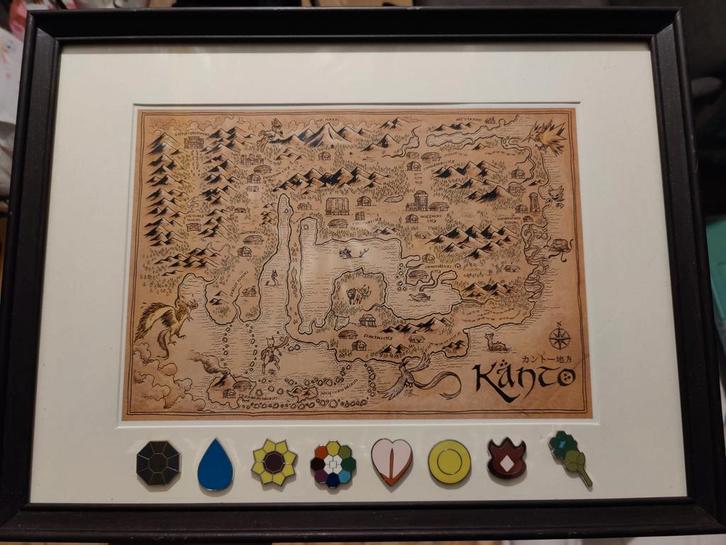Pokémon Kanto map met Gym badges, Verzamelen, Speelgoed, Ophalen