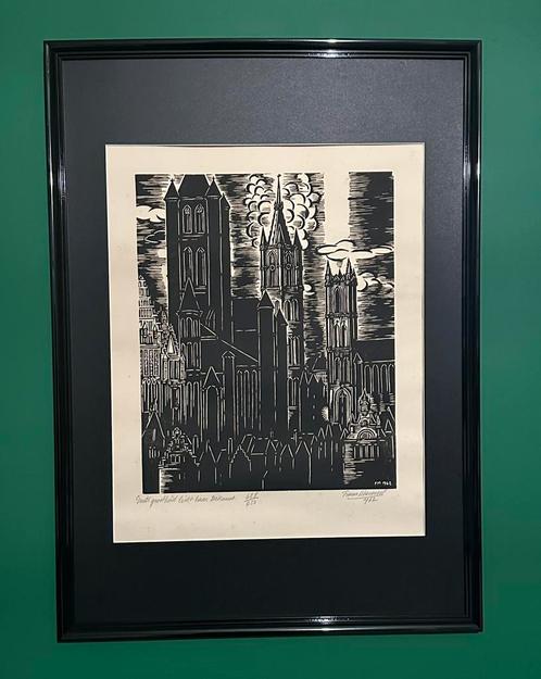 MASEREEL Frans – Gents grootheid leidt haar toekomst, Antiek en Kunst, Kunst | Etsen en Gravures, Ophalen of Verzenden