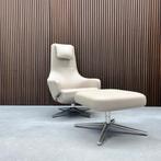 Vitra Repos fauteuil met ottoman - sand premium leder, Ophalen of Verzenden