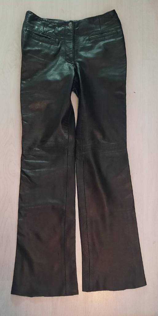 Echt lederen  vrijetijds damesbroek, Kleding | Dames, Broeken en Pantalons, Zo goed als nieuw, Zwart, Lang, Ophalen of Verzenden