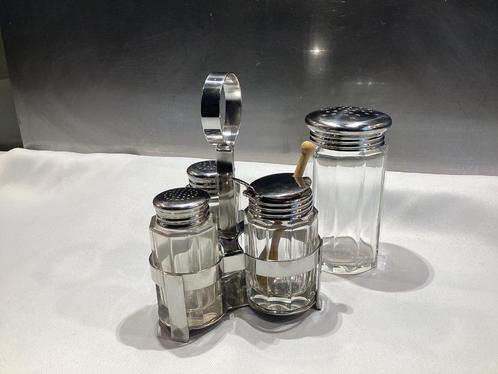 Peper en zout, Mosterd + suikerstrooier WMF. 065/a., Huis en Inrichting, Keuken | Servies, Glas, Ophalen