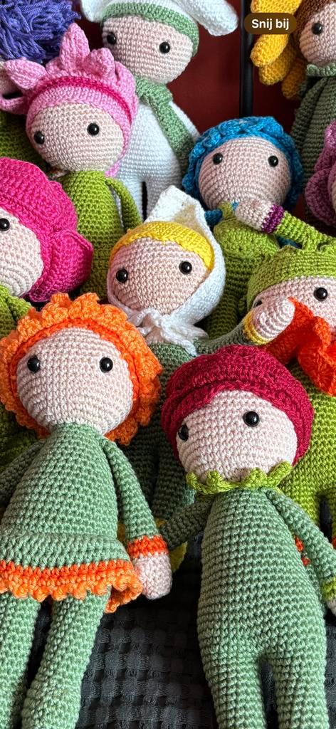 Zelfgemaakte gehaakte bloemenpoppen, Kinderen en Baby's, Speelgoed | Knuffels en Pluche, Zo goed als nieuw, Ophalen of Verzenden