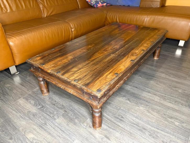 oude hardhouten salontafel, Huis en Inrichting, Tafels | Salontafels, Gebruikt, Minder dan 50 cm, 50 tot 100 cm, 100 tot 150 cm