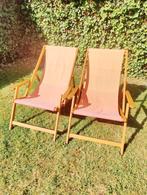 2 houten strandstoelen / ligstoelen, Tuin en Terras, Ophalen, Zo goed als nieuw