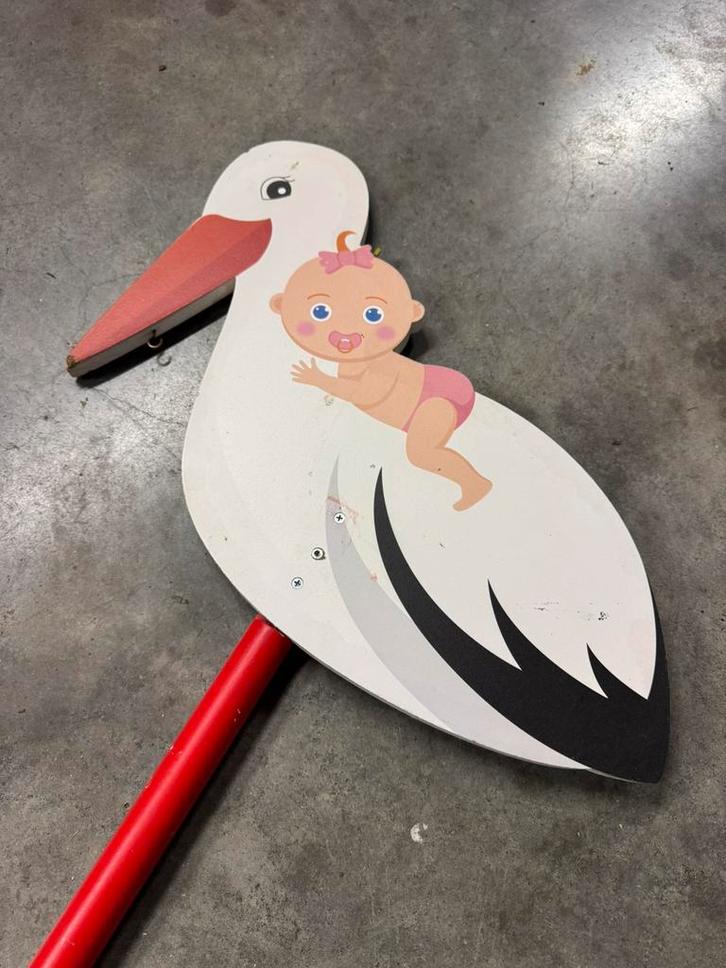 Ooievaar op stok – geboorte meisje, Kinderen en Baby's, Kinderkamer | Inrichting en Decoratie, Zo goed als nieuw, Ophalen