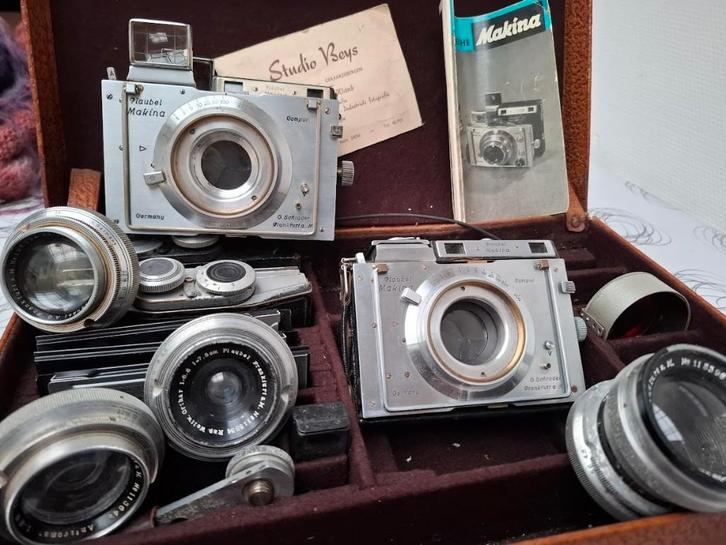 Makina Plaubel complete vintage Box met lenzen, Audio, Tv en Foto, Foto | Lenzen en Objectieven, Gebruikt, Overige typen, Ophalen of Verzenden