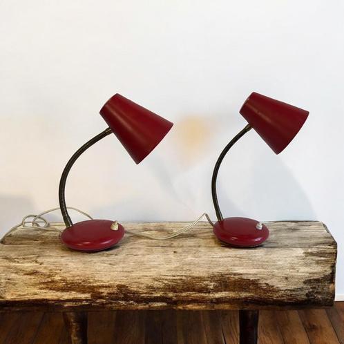 Set van 2 vintage rode tafellampjes / nachtlampjes, Antiek en Kunst, Antiek | Verlichting, Ophalen of Verzenden