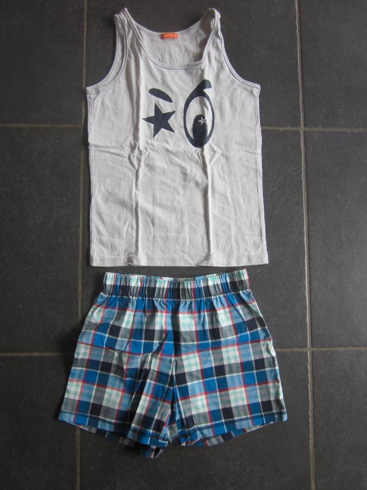 blauw-grijs zomerpyjama (short - onderhemdje), Kinderen en Baby's, Kinderkleding | Maat 146, Gebruikt, Jongen, Nacht- of Onderkleding