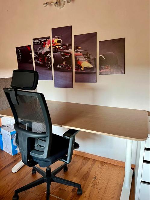 Bureau IKEA complet Bekant, Huis en Inrichting, Bureaus, Zo goed als nieuw, Bureau, In hoogte verstelbaar, Ophalen
