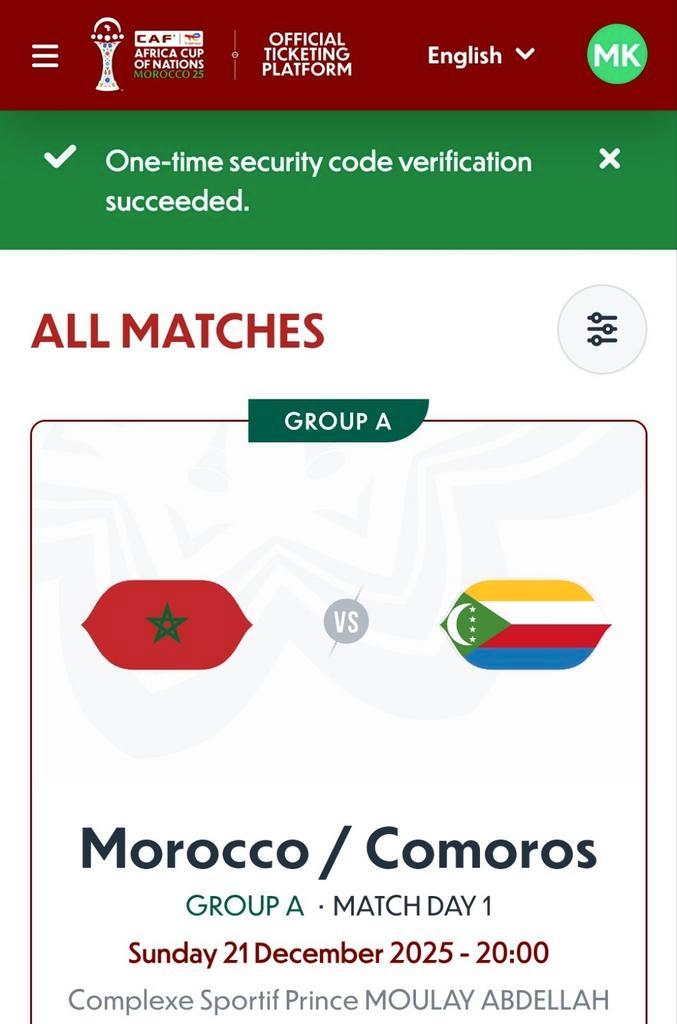 GEZOCHT: AFCON Africa Cup 2025 December Marokko Comoren 21, Tickets en Kaartjes, Sport | Voetbal, December