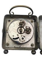 Kleine antieke mechanische koperen reiswekker, Antiek en Kunst, Ophalen of Verzenden