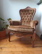 Fauteuil zetel velours vintage mosgroen, Ophalen