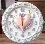 Ronde wandklok van hout Elegant Hart (25cm), Antiek en Kunst, Ophalen of Verzenden