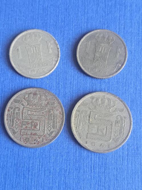 1941-42 België 2x 1 frank en 2x 5 frank in zink, Postzegels en Munten, Munten | België, Setje, Overig, Verzenden