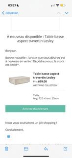 Table basse effet travertin, Bricolage & Construction, Enlèvement, Utilisé