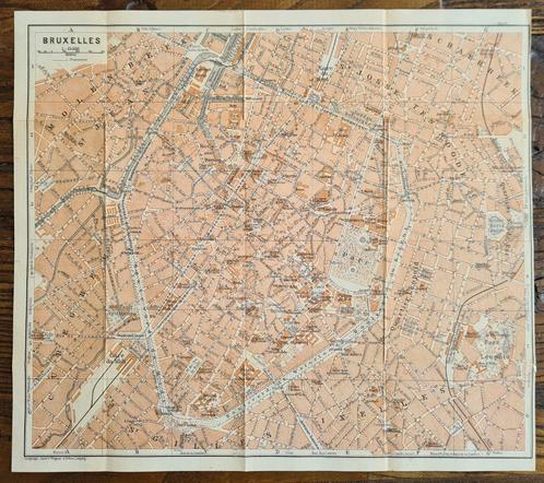 1904 - Brussel stadsplan Bruxelles, Boeken, Atlassen en Landkaarten, Ophalen of Verzenden