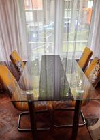 glazen tafel met gratis 4 stoelen, Comme neuf, 100 à 150 cm, Rectangulaire, 150 à 200 cm