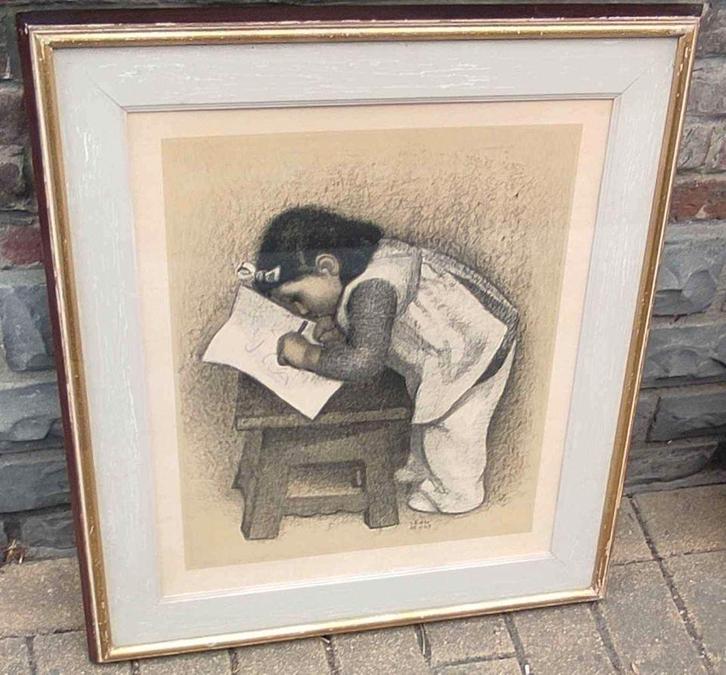 Lithographie signe Léon devos, Antiek en Kunst, Kunst | Litho's en Zeefdrukken, Ophalen of Verzenden