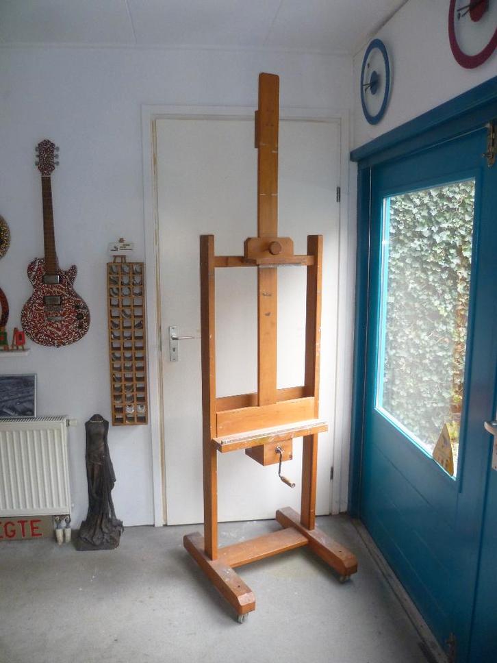 Atelier vondst Schildersezel met SLINGER op wielen Patina, Antiek en Kunst, Antiek | Overige Antiek, Ophalen