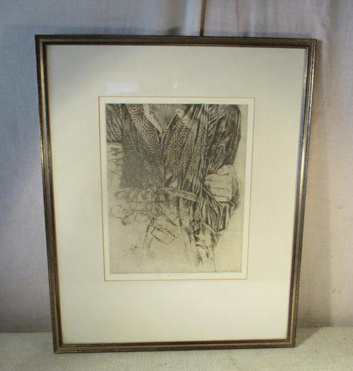 Mooie Ets 'Man in Piegnoir' - Enk de Kramer, Antiek en Kunst, Kunst | Etsen en Gravures, Ophalen of Verzenden