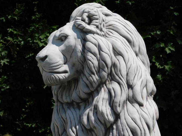 Set Leeuwen XXL - 135 cm - Wit, Tuin en Terras, Tuinbeelden, Dierenbeeld, Steen, Ophalen of Verzenden