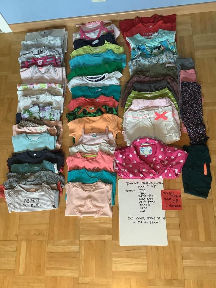 Groot pakket meisjeskleren maat 68, in prima staat, Kinderen en Baby's, Babykleding | Baby-kledingpakketten, Zo goed als nieuw