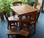 Stevige teak tafel met stoelen., Ophalen, Zo goed als nieuw