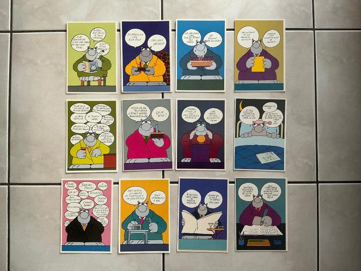 Geluck, the Cat, serie van 12 . P & T Productions 1991, Verzamelen, Overige Verzamelen, Zo goed als nieuw, Ophalen of Verzenden