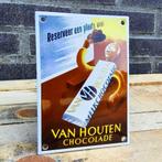 Emaille Schild VAN HOUTEN Chocolade Reclamebord Vintage Bord, Verzenden, Gebruikt, Reclamebord
