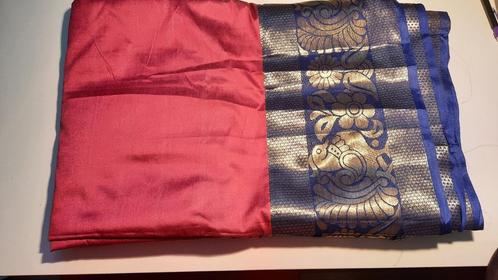 Sari rose et bleu en coton et soie pour femme avec chemisier, Kleding | Dames, Jurken, Nieuw, Blauw, Onder de knie, Ophalen