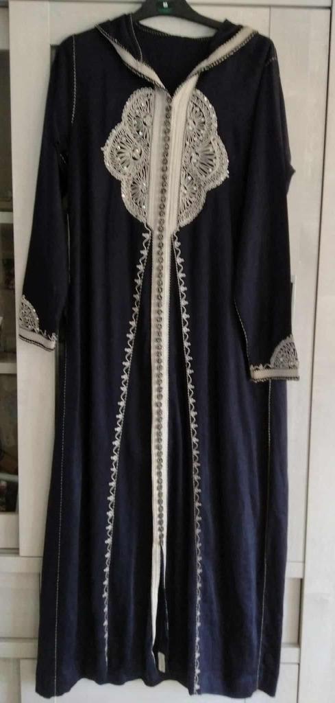 blauwe jellaba / djellaba met kap maat 40 - 42, Kleding | Dames, Gelegenheidskleding, Zo goed als nieuw, Overige typen, Maat 42/44 (L)