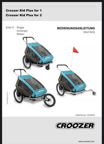 Croozer Kid Plus 2 kinderaanhanger beschikbaar voor biedingen