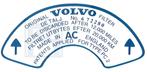 Sticker Original Volvo filter etc. blauw op wit voor 672280, Auto-onderdelen, Ophalen of Verzenden, Nieuw, Volvo