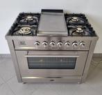 🍀Luxe Fornuis Boretti 90 cm rvs digitaal Frytop 1 oven, Elektronische apparatuur, 60 cm of meer, 5 kookzones of meer, Vrijstaand
