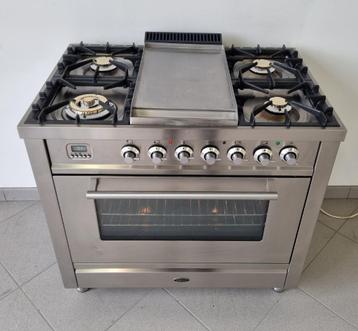 🍀Luxe Fornuis Boretti 90 cm rvs digitaal Frytop 1 oven
