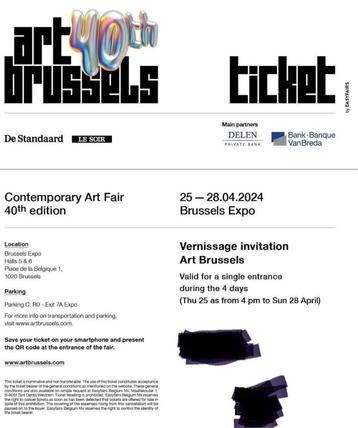 Art Brussels 4 entrées ✅ VERNISSAGE ✅ 25 avril Expo BxL✅♥️✅♥