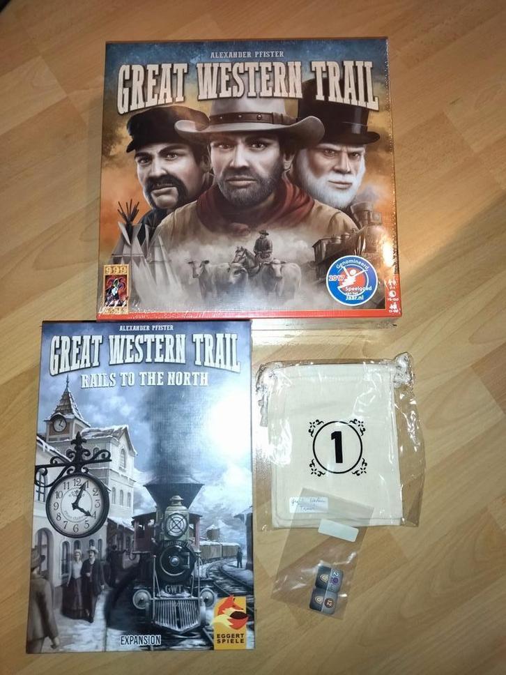 Great Western Trail + Uitbreiding + Goodies, Hobby en Vrije tijd, Gezelschapsspellen | Bordspellen, Nieuw, Ophalen of Verzenden