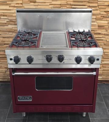 🔥Luxe Fornuis Viking 90 cm bordeuax rood 4 pits GASOVEN beschikbaar voor biedingen