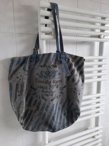 Grand Sac/Cartable en Toile Springfield Gris-Bleu 47*55*20cm