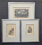 LOT 3 etsen - gesigneerd W. Vaes - ingekaderd, Antiek en Kunst, Ophalen of Verzenden